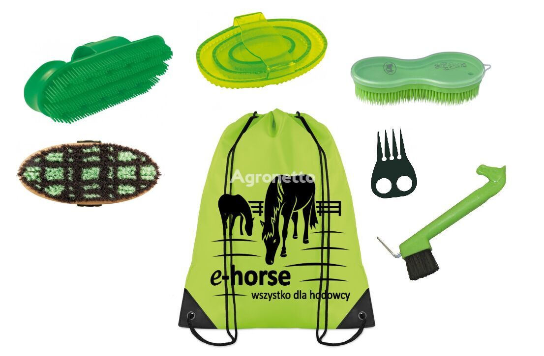 York zestaw do pielęgnacji konia w plecaku 7-elementów zielony equipamiento para caballos
